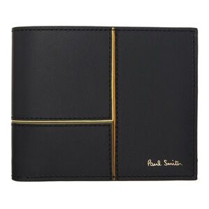 PAUL SMITH Black Paneled Leather Billfold Wallet